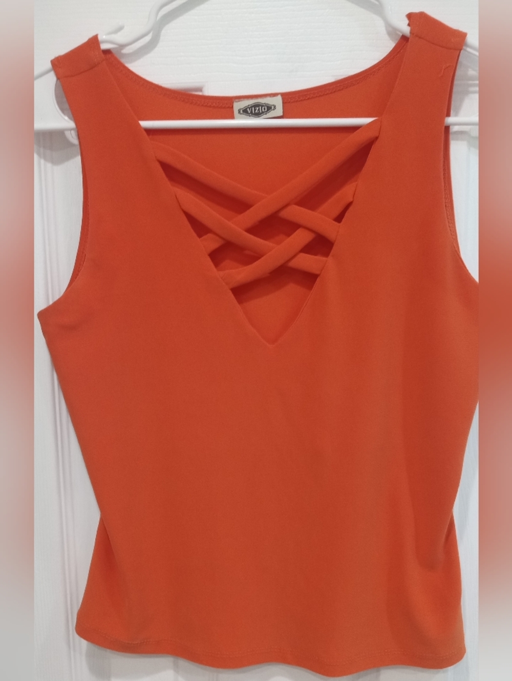 Vizio Orange Sleeveless Crisscross V-Neck Camisole